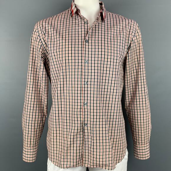 PS by PAUL SMITH Size L White & Red Checkered Cotton Long Sleeve Shirt - Picture 1 of 5